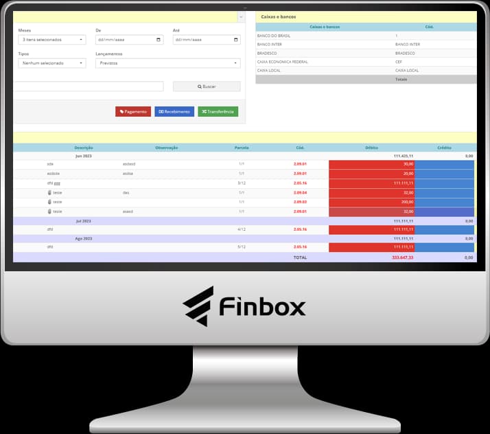 Interface do Finbox